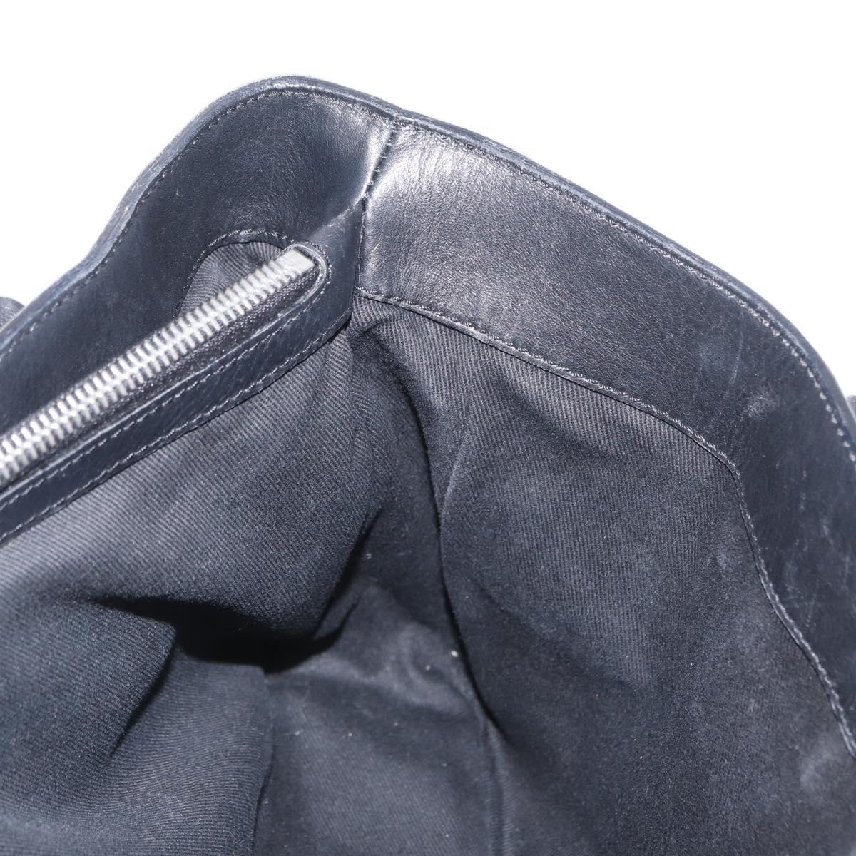 CELINE Boogie Hand Bag Leather Black Silver Auth ep12681