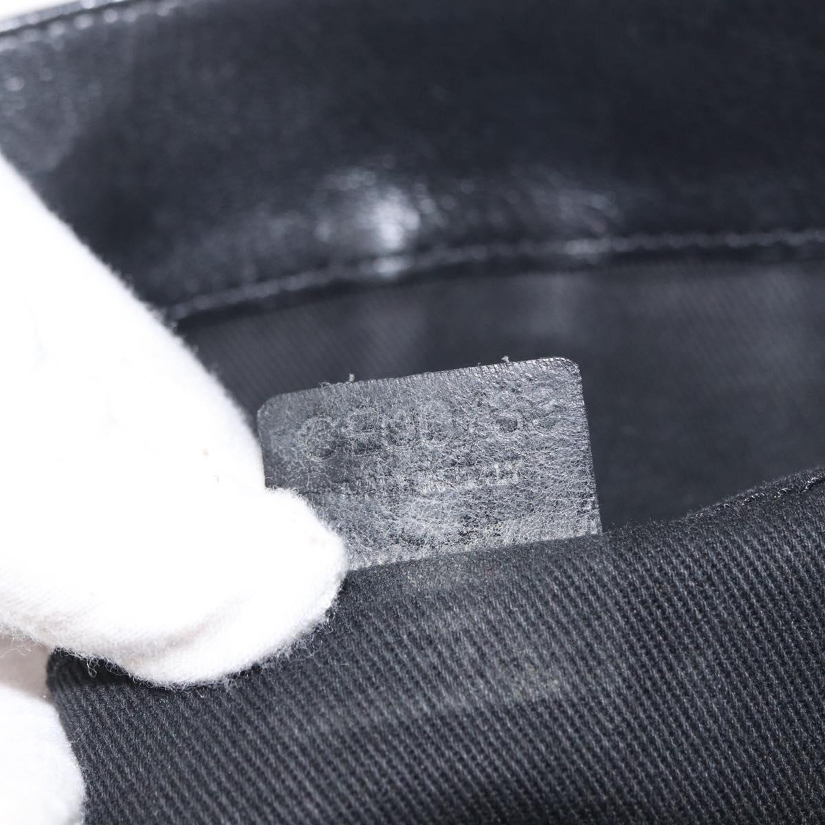 CELINE Boogie Hand Bag Leather Black Silver Auth ep12681
