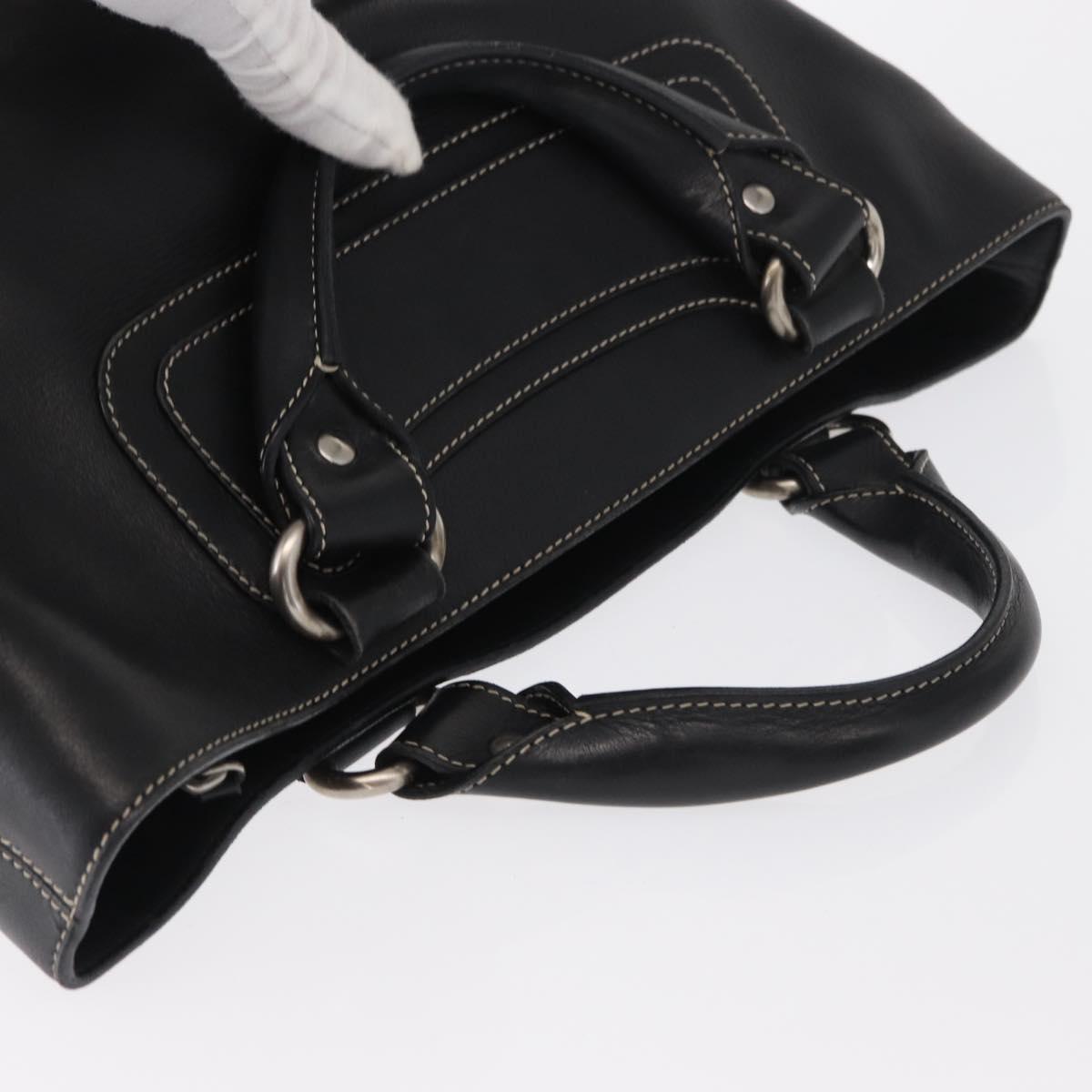 CELINE Boogie Hand Bag Leather Black Silver Auth ep12681