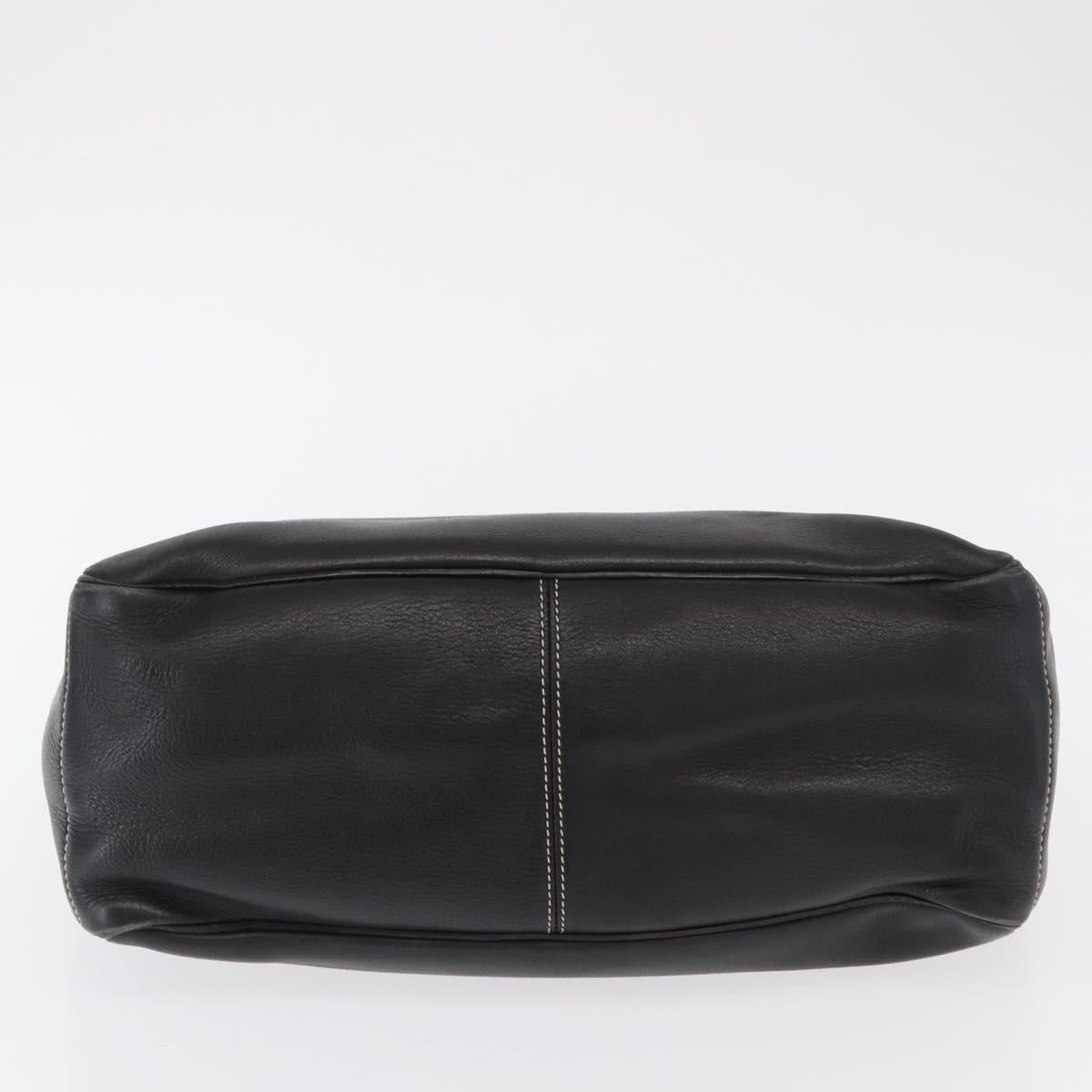 CELINE Boogie Hand Bag Leather Black Silver Auth ep12681