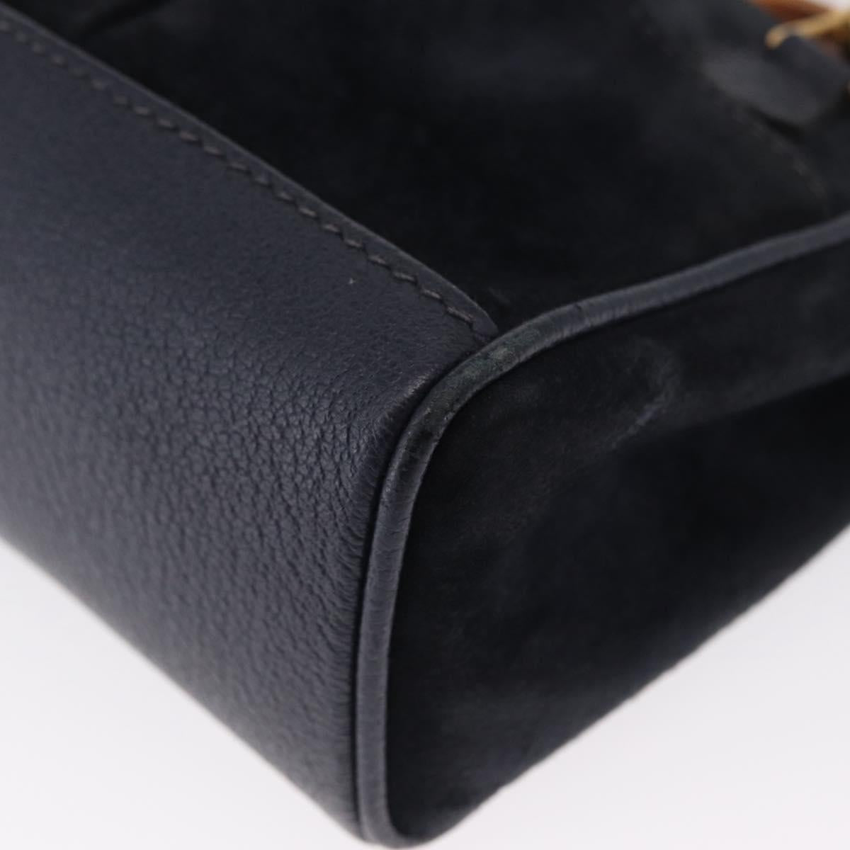 GUCCI Bamboo Hand Bag Suede 2way Navy Gold 007 1793 0238 Auth ep12682