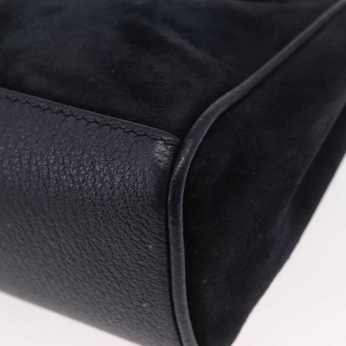 GUCCI Bamboo Hand Bag Suede 2way Navy Gold 007 1793 0238 Auth ep12682