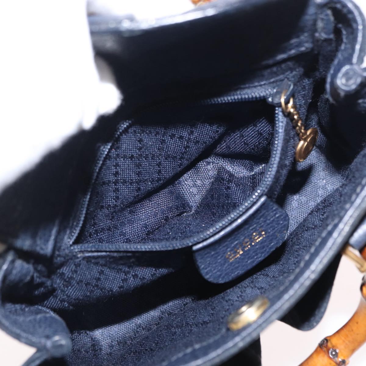 GUCCI Bamboo Hand Bag Suede 2way Navy Gold 007 1793 0238 Auth ep12682