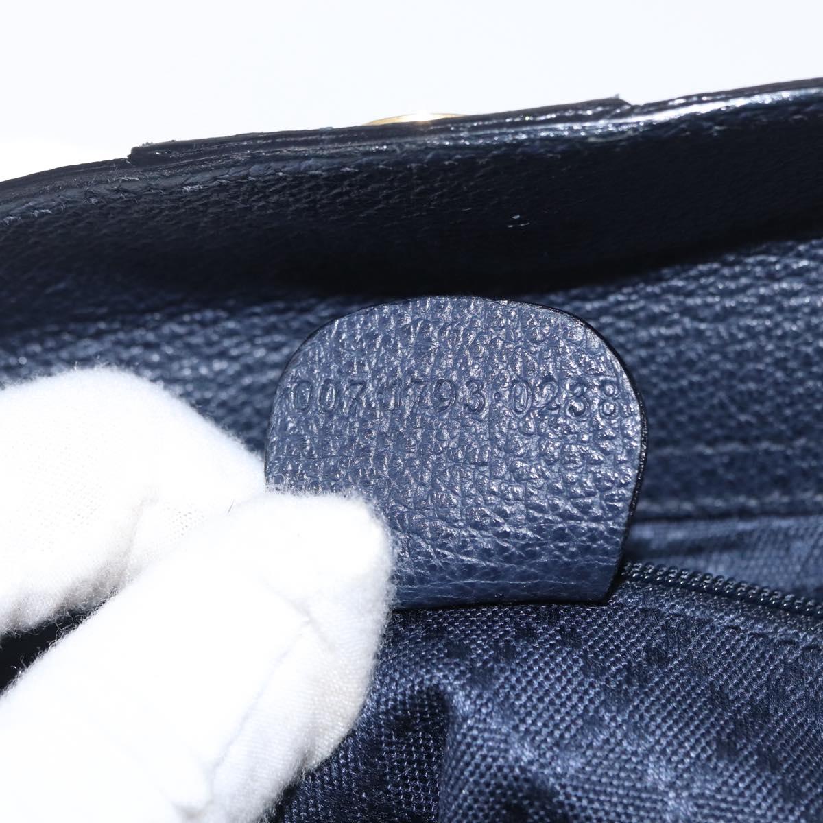 GUCCI Bamboo Hand Bag Suede 2way Navy Gold 007 1793 0238 Auth ep12682
