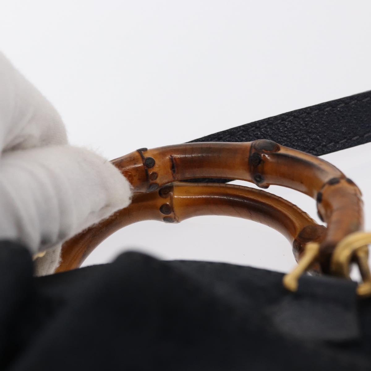 GUCCI Bamboo Hand Bag Suede 2way Navy Gold 007 1793 0238 Auth ep12682