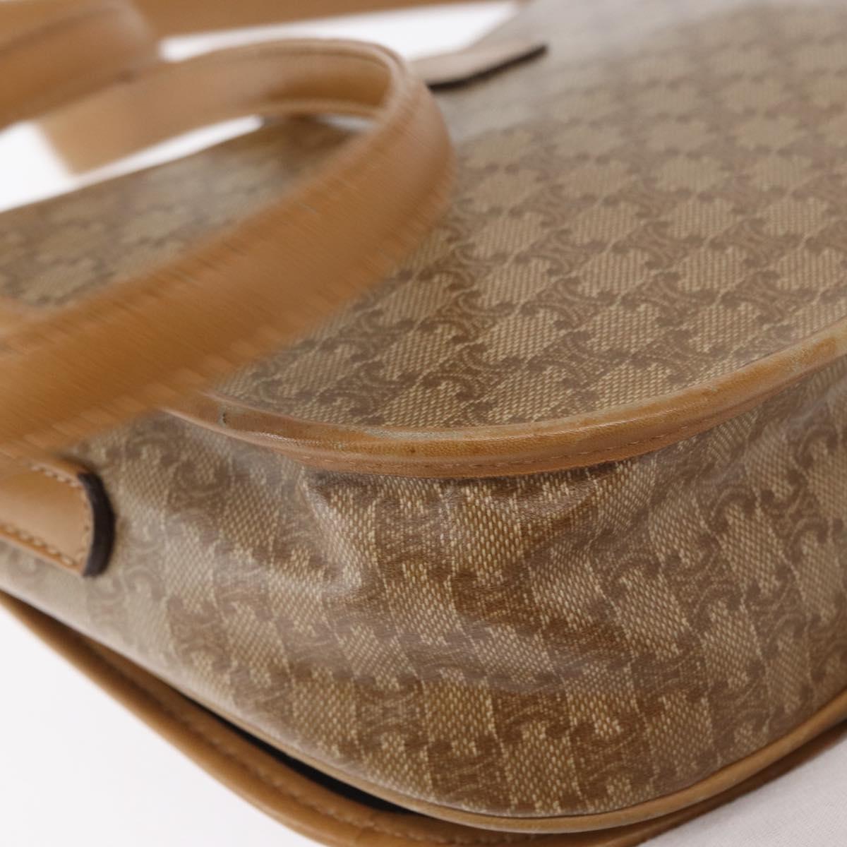 CELINE Macadam Canvas Shoulder Bag PVC Beige Gold Auth ep12683