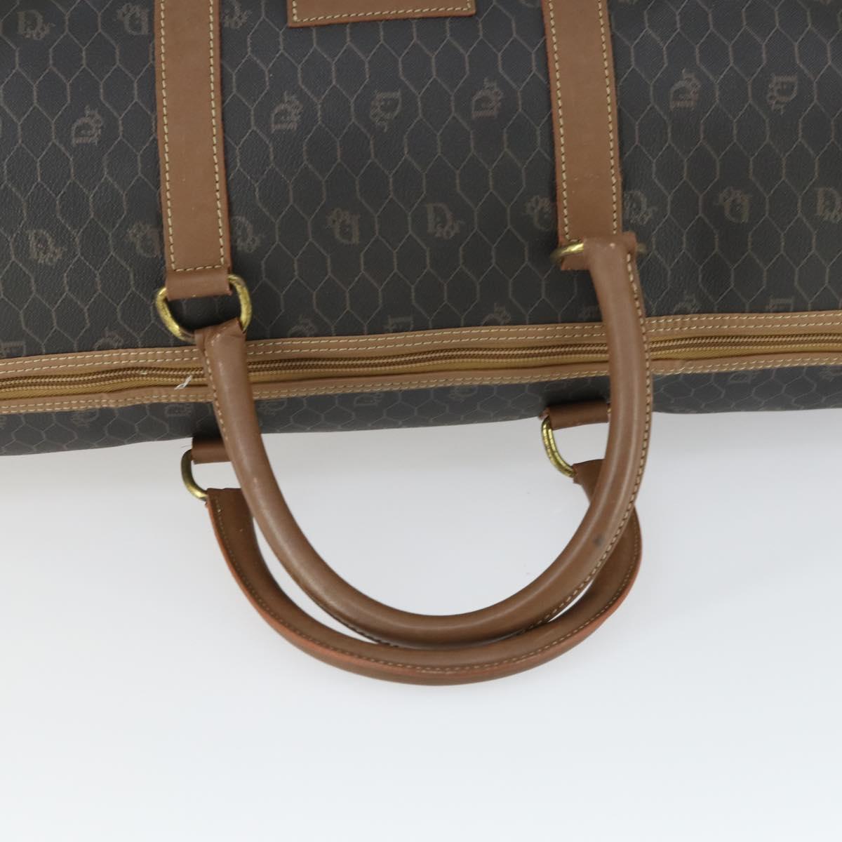 Christian Dior Honeycomb Canvas Boston Bag PVC Black Gold Auth ep12688