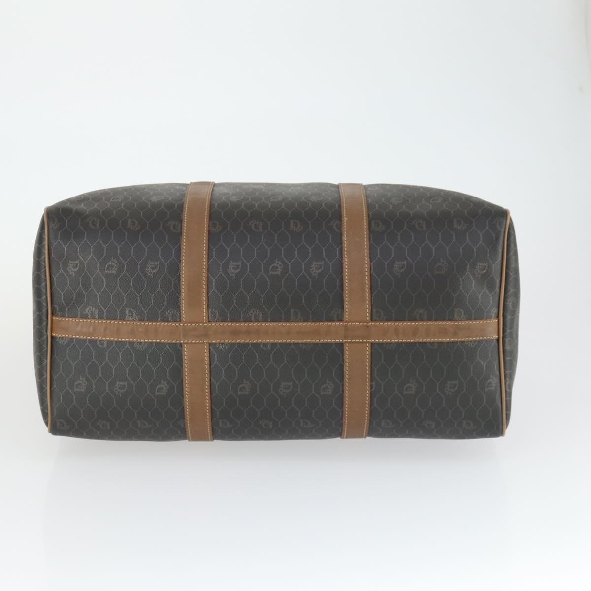 Christian Dior Honeycomb Canvas Boston Bag PVC Black Gold Auth ep12688