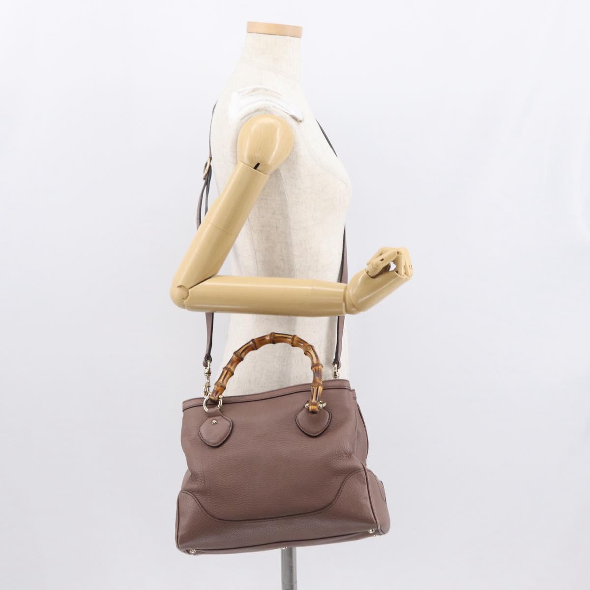GUCCI Bamboo Hand Bag Leather 2way Pink Gold 308360 Auth ep12689