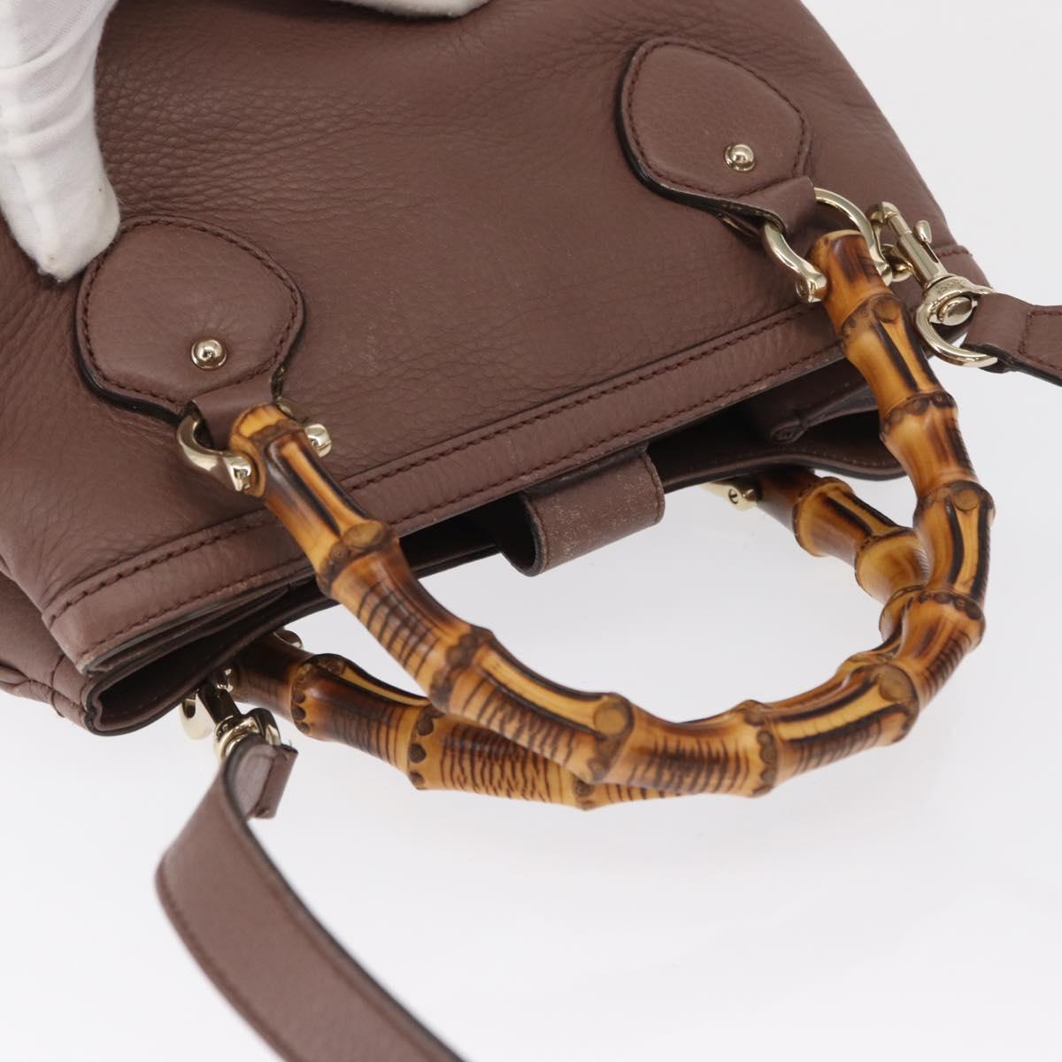 GUCCI Bamboo Hand Bag Leather 2way Pink Gold 308360 Auth ep12689