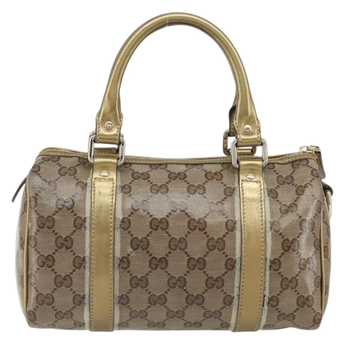 GUCCI GG Crystal Hand Bag Beige Gold 193604 Auth ep12691