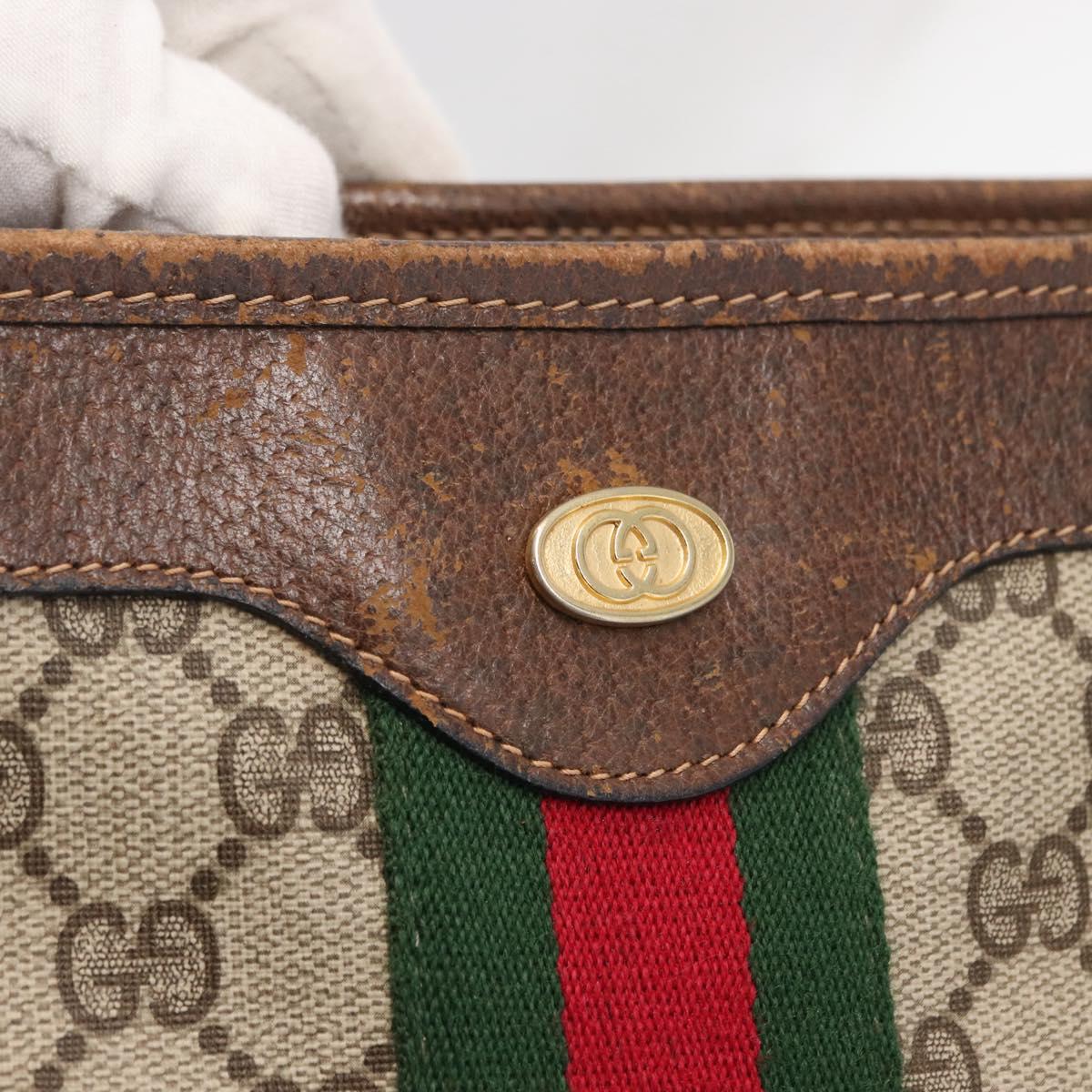GUCCI GG Supreme Web Sherry Line Tote Bag PVC Beige Gold 010 378 Auth ep12692