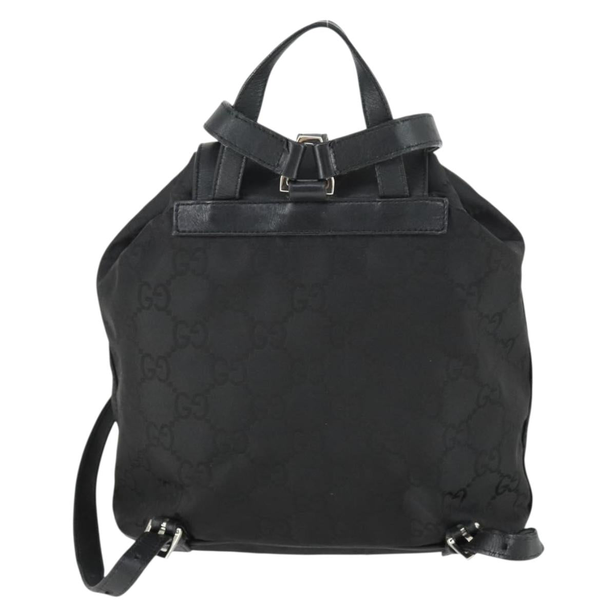 GUCCI GG Canvas Backpack Black Silver 003 0245 Auth ep12708