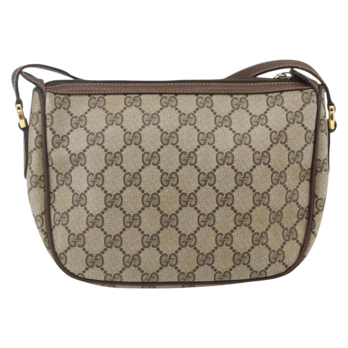GUCCI GG Supreme Web Sherry Line Bag PVC Beige Gold 89 02 032 Auth ep12711