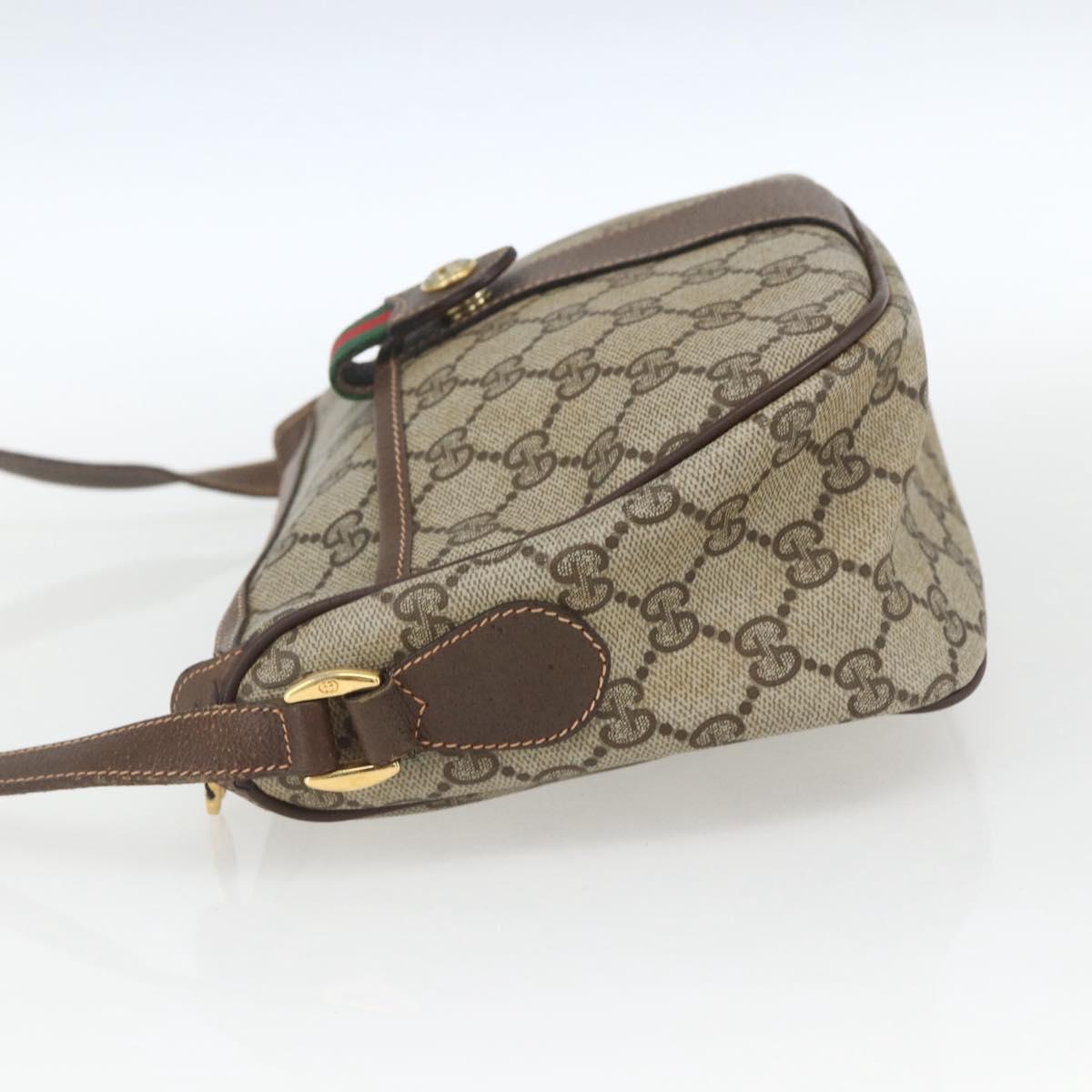 GUCCI GG Supreme Web Sherry Line Bag PVC Beige Gold 89 02 032 Auth ep12711