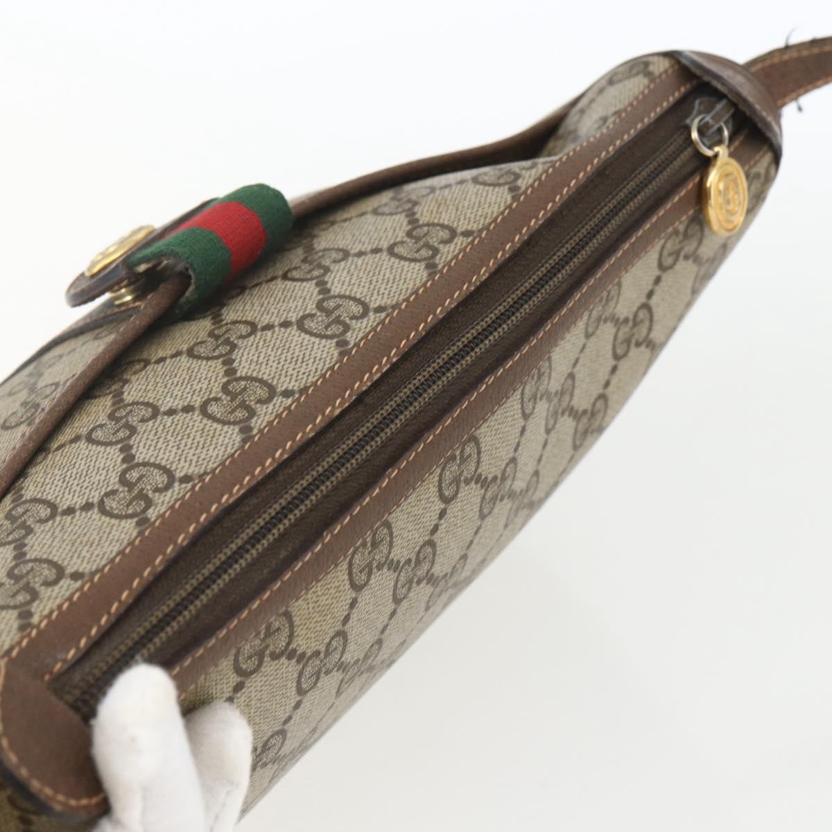 GUCCI GG Supreme Web Sherry Line Bag PVC Beige Gold 89 02 032 Auth ep12711