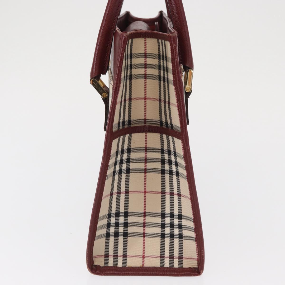 BURBERRY Nova Check Hand Bag Canvas Beige Gold Auth ep12712