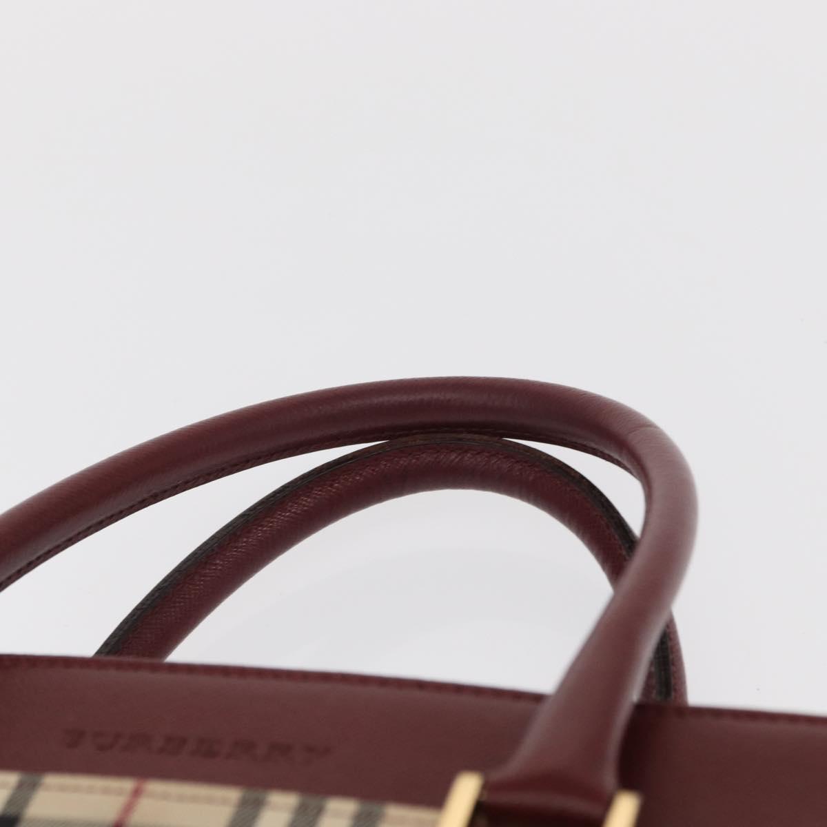 BURBERRY Nova Check Hand Bag Canvas Beige Gold Auth ep12712