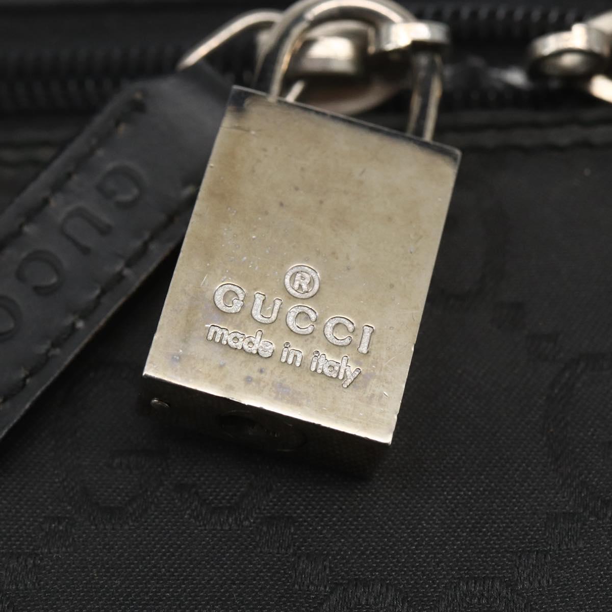 GUCCI GG Canvas Boston Bag Nylon Black Silver 012 0383 08 Auth ep12720