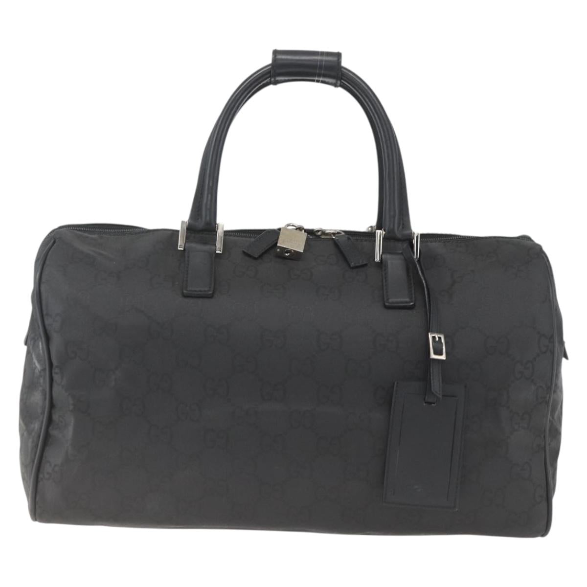 GUCCI GG Canvas Boston Bag Nylon Black Silver 012 0383 08 Auth ep12720