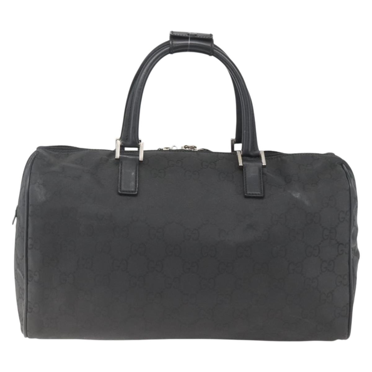 GUCCI GG Canvas Boston Bag Nylon Black Silver 012 0383 08 Auth ep12720