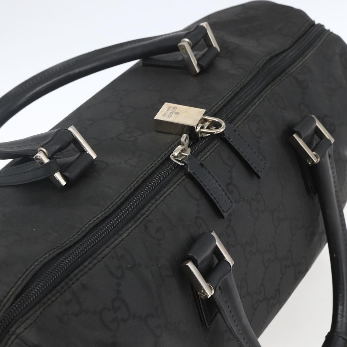 GUCCI GG Canvas Boston Bag Nylon Black Silver 012 0383 08 Auth ep12720