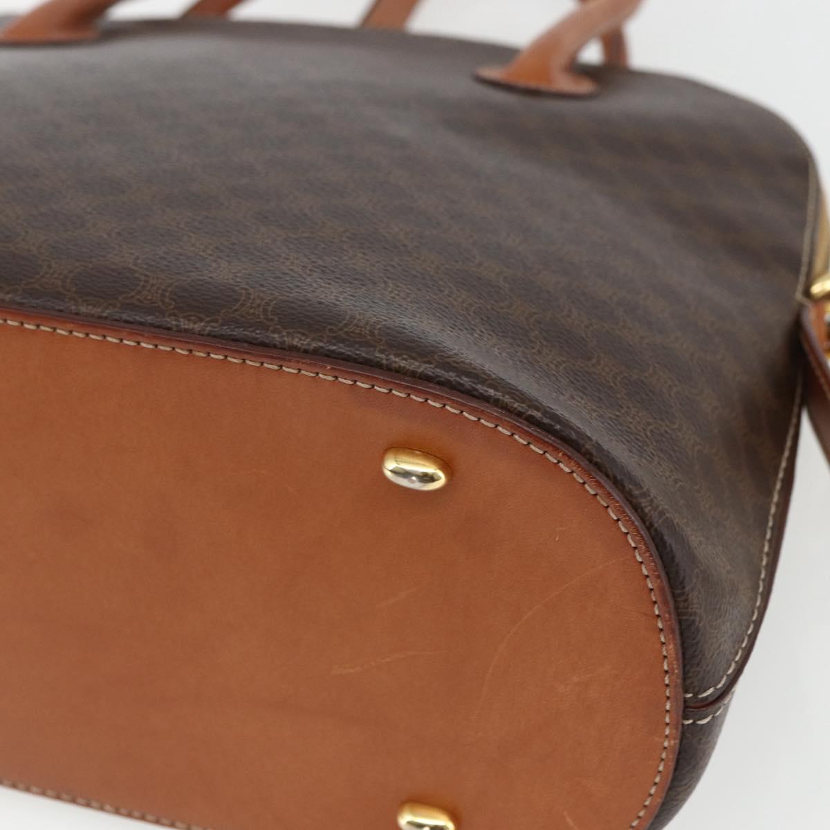 CELINE Macadam Canvas Hand Bag PVC Leather 2way Brown Gold Auth ep12721