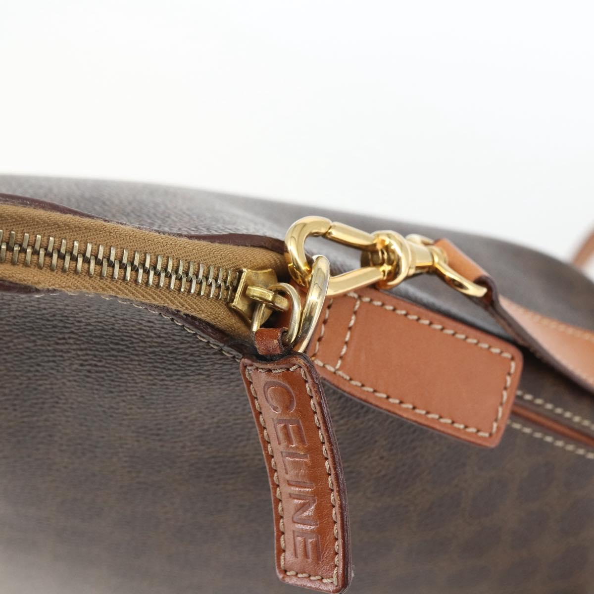 CELINE Macadam Canvas Hand Bag PVC Leather 2way Brown Gold Auth ep12721