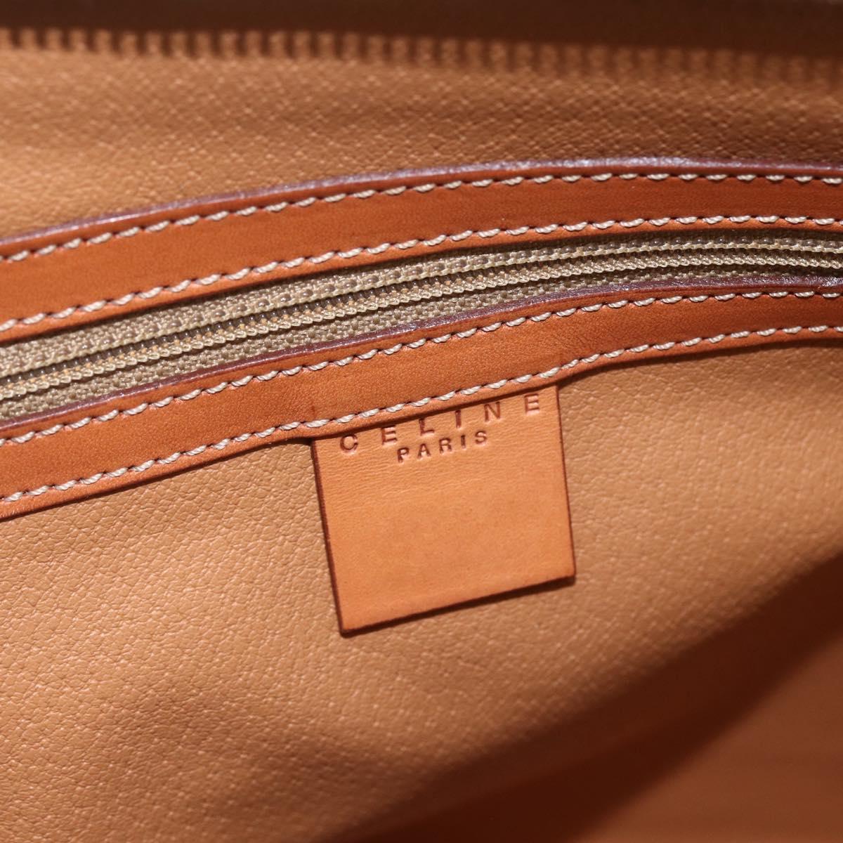 CELINE Macadam Canvas Hand Bag PVC Leather 2way Brown Gold Auth ep12721