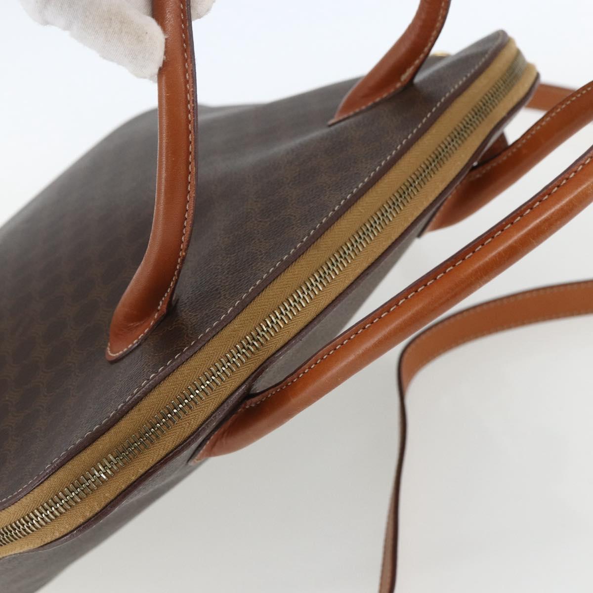 CELINE Macadam Canvas Hand Bag PVC Leather 2way Brown Gold Auth ep12721