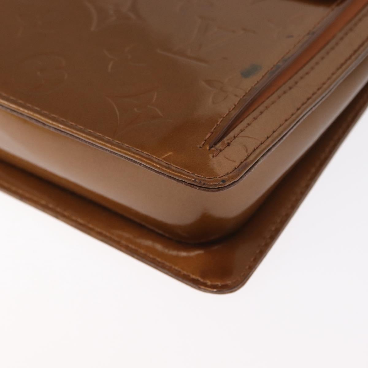 LOUIS VUITTON Monogram Vernis Motto Accessory Pouch Bronze M91138 Auth ep12725