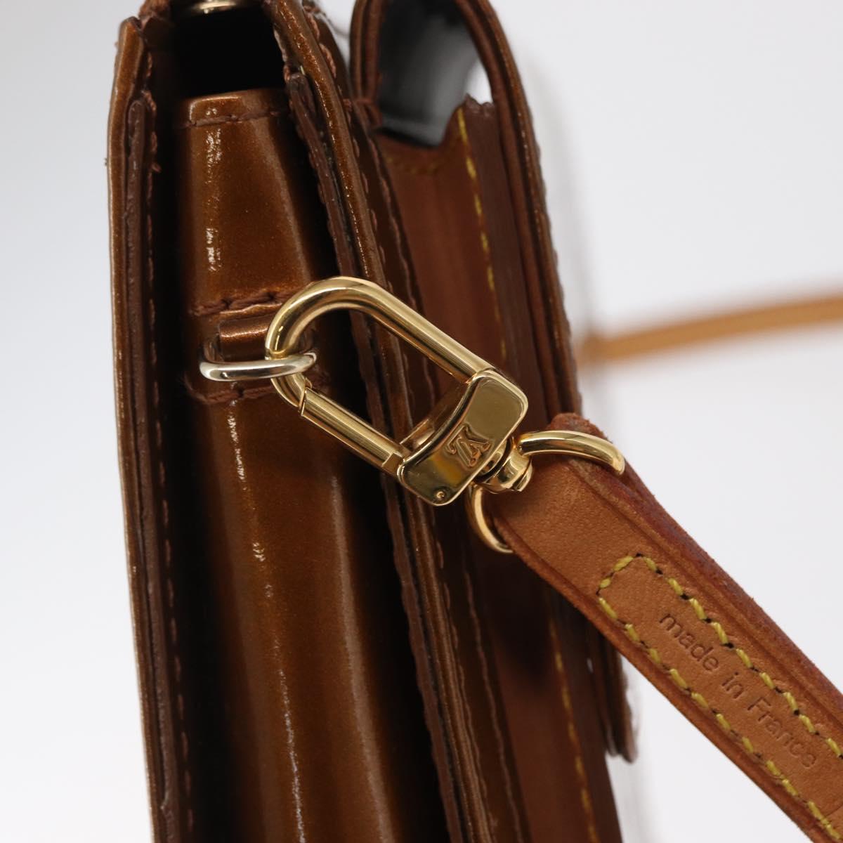 LOUIS VUITTON Monogram Vernis Motto Accessory Pouch Bronze M91138 Auth ep12725