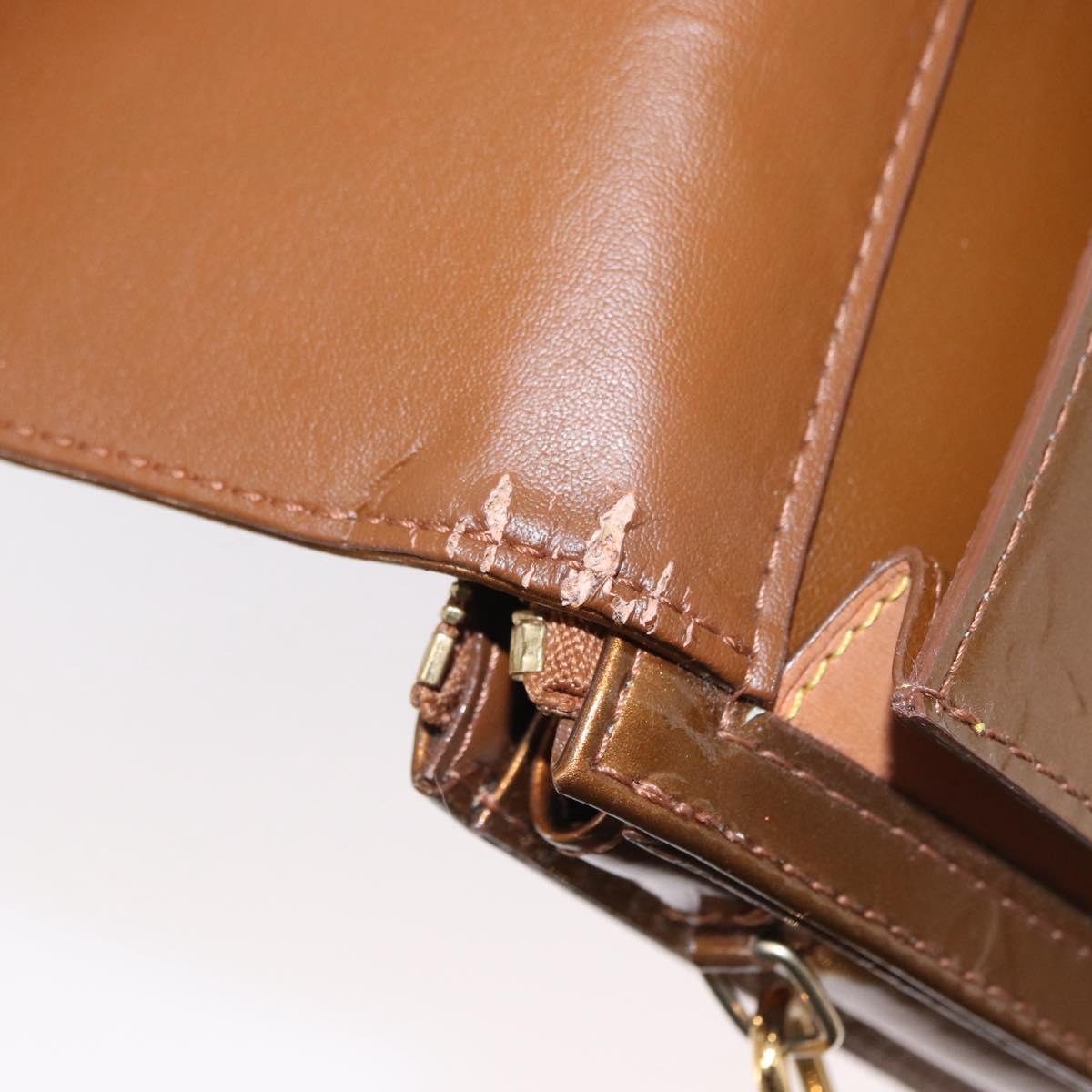 LOUIS VUITTON Monogram Vernis Motto Accessory Pouch Bronze M91138 Auth ep12725