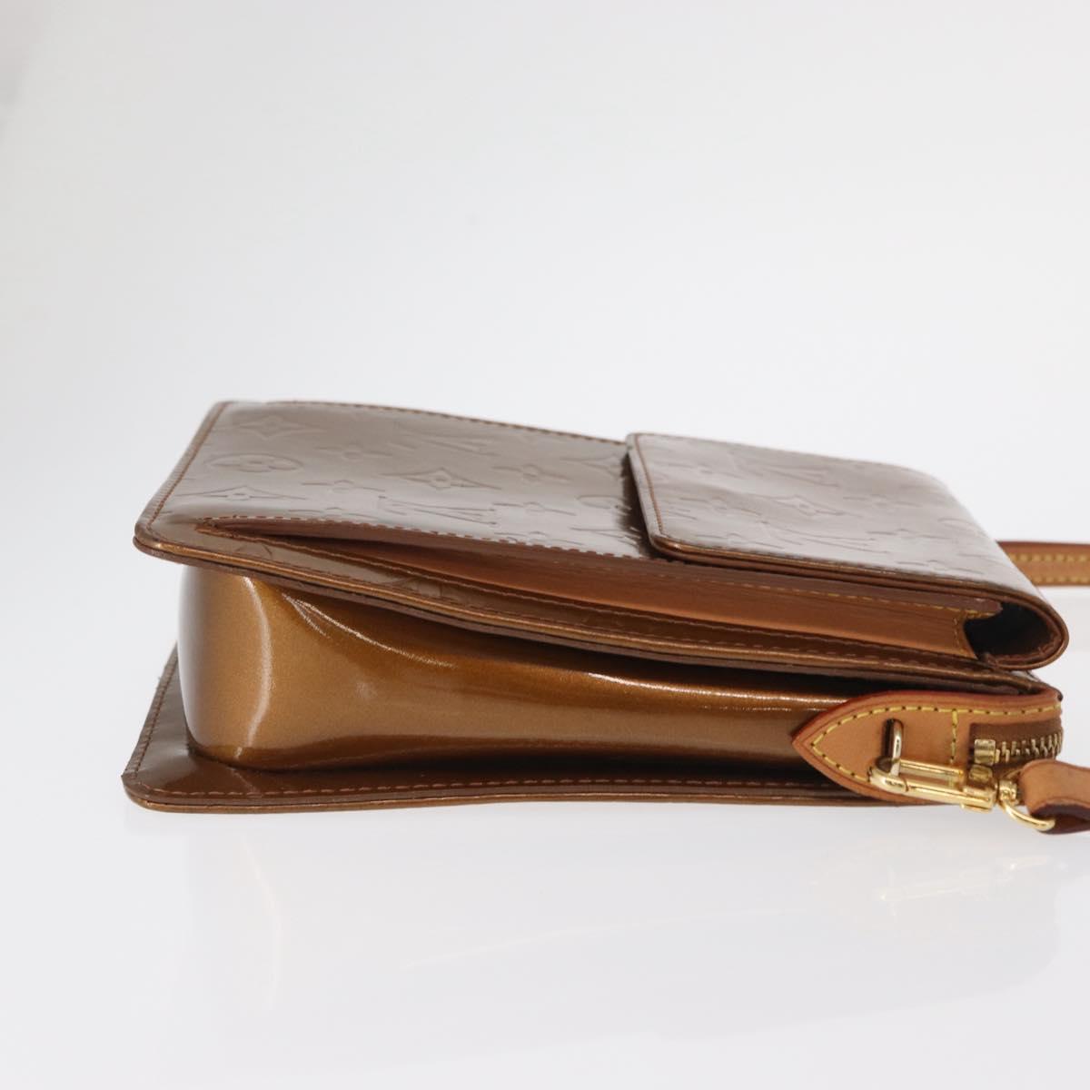LOUIS VUITTON Monogram Vernis Motto Accessory Pouch Bronze M91138 Auth ep12725