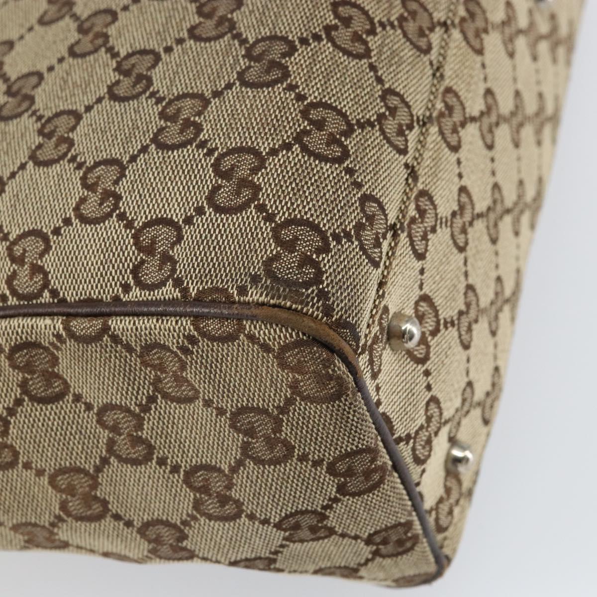 GUCCI GG Canvas Web Sherry Line Hand Bag Beige Silver 145810 Auth ep12728
