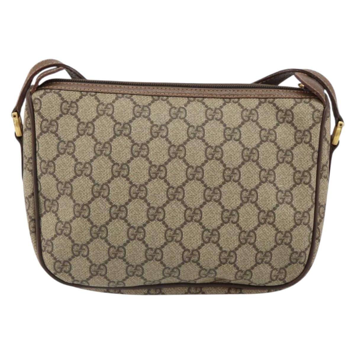 GUCCI GG Supreme Web Sherry Line Bag PVC Beige Gold 001 754 6177 Auth ep12731
