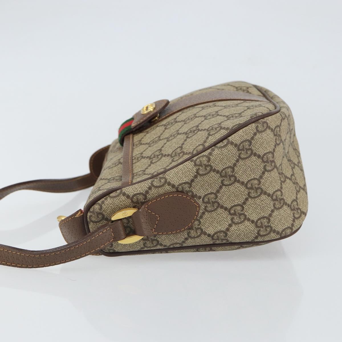 GUCCI GG Supreme Web Sherry Line Bag PVC Beige Gold 001 754 6177 Auth ep12731
