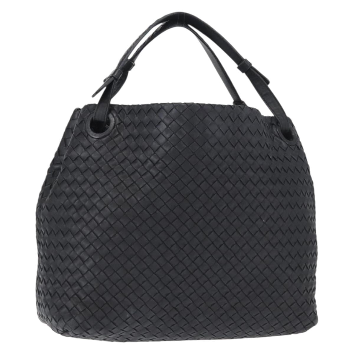 BOTTEGA VENETA INTRECCIATO Hand Bag Leather Black Auth ep12733