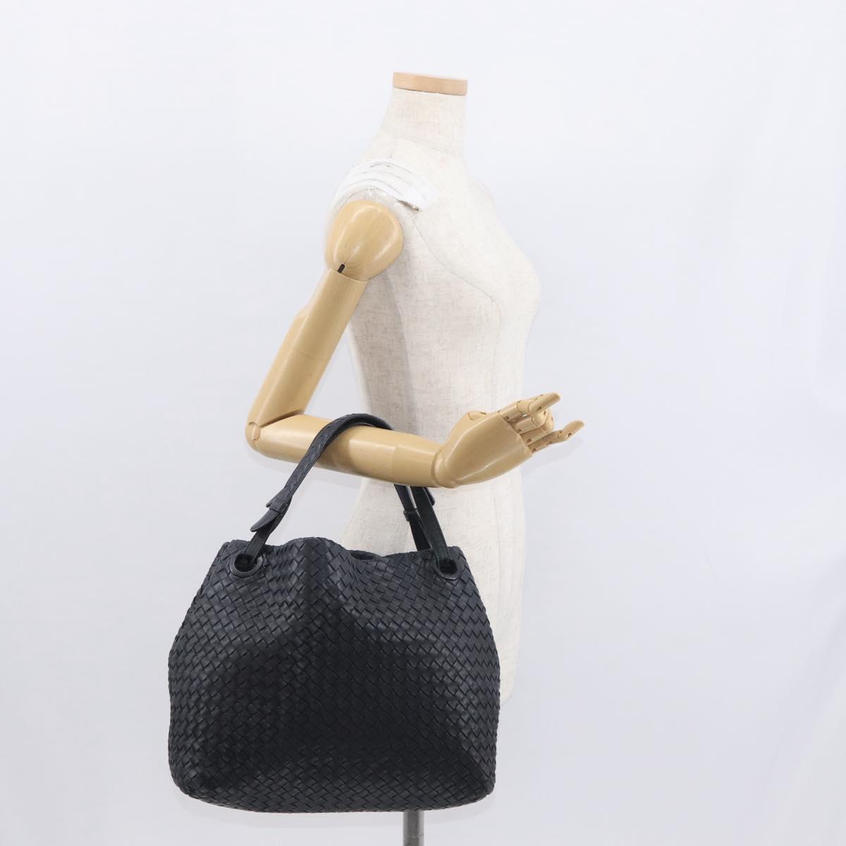 BOTTEGA VENETA INTRECCIATO Hand Bag Leather Black Auth ep12733