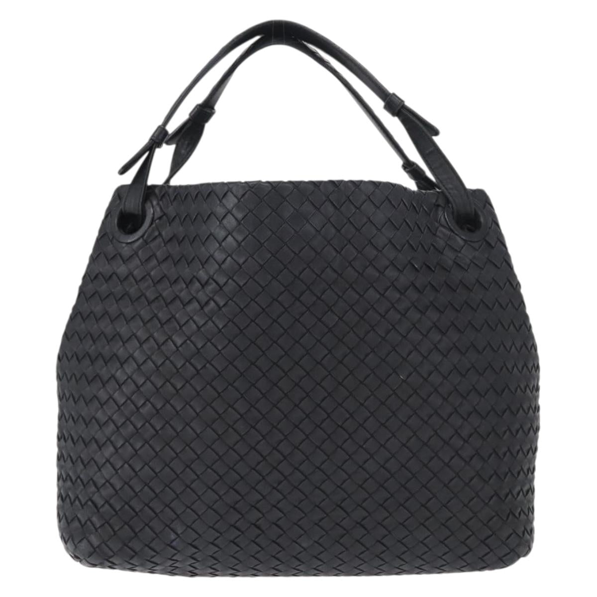 BOTTEGA VENETA INTRECCIATO Hand Bag Leather Black Auth ep12733