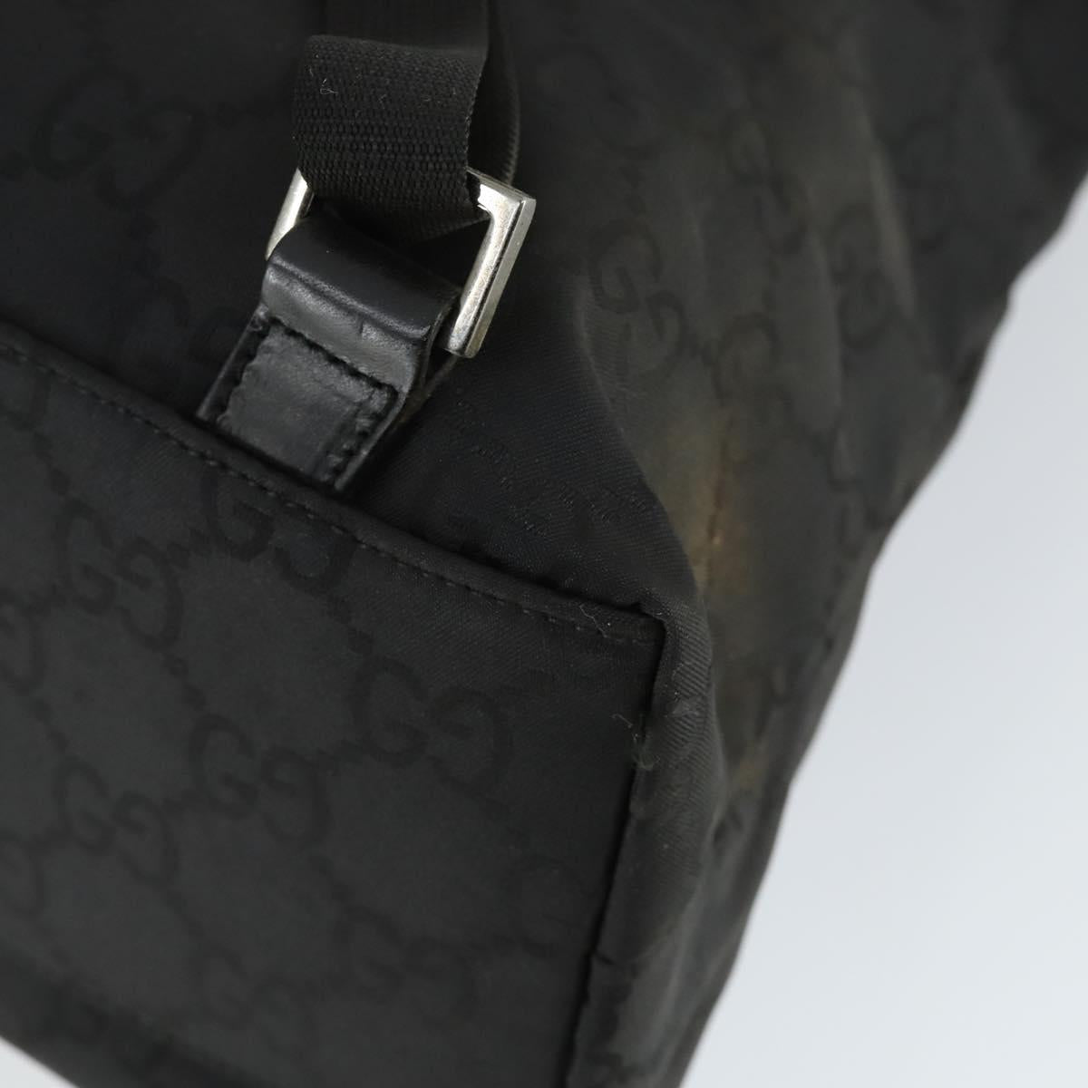 GUCCI GG Canvas Backpack Nylon Black Silver 003 0238 3754 Auth ep12735