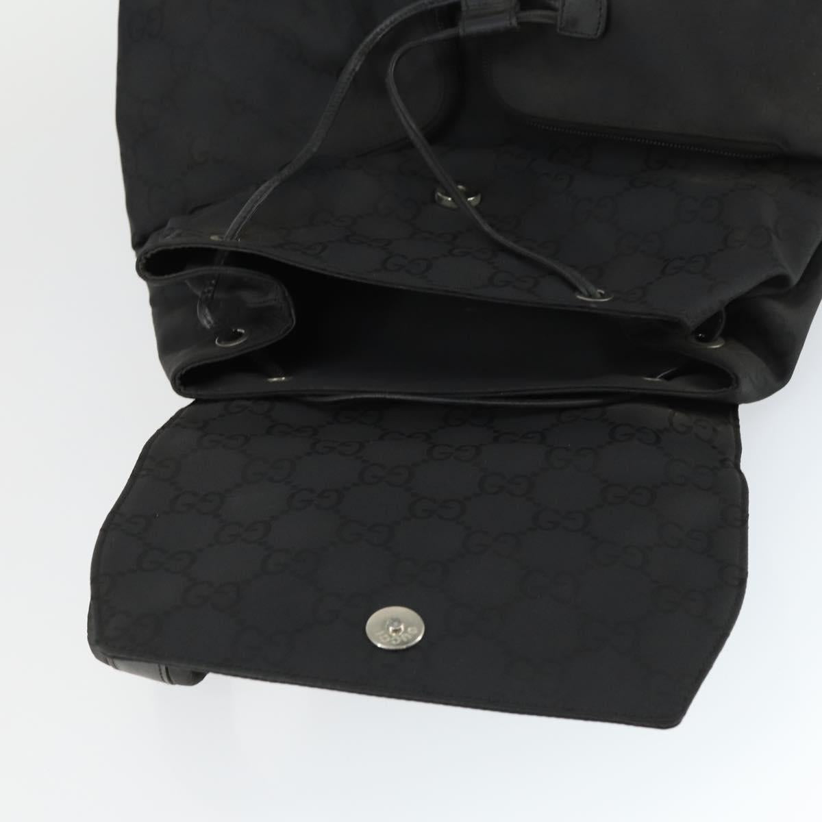 GUCCI GG Canvas Backpack Nylon Black Silver 003 0238 3754 Auth ep12735