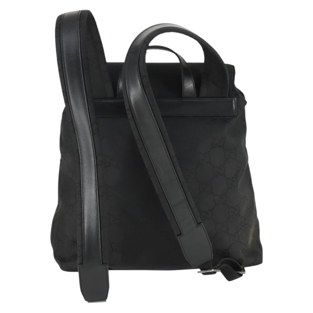 GUCCI GG Canvas Backpack Nylon Black Silver 003 0238 3754 Auth ep12735