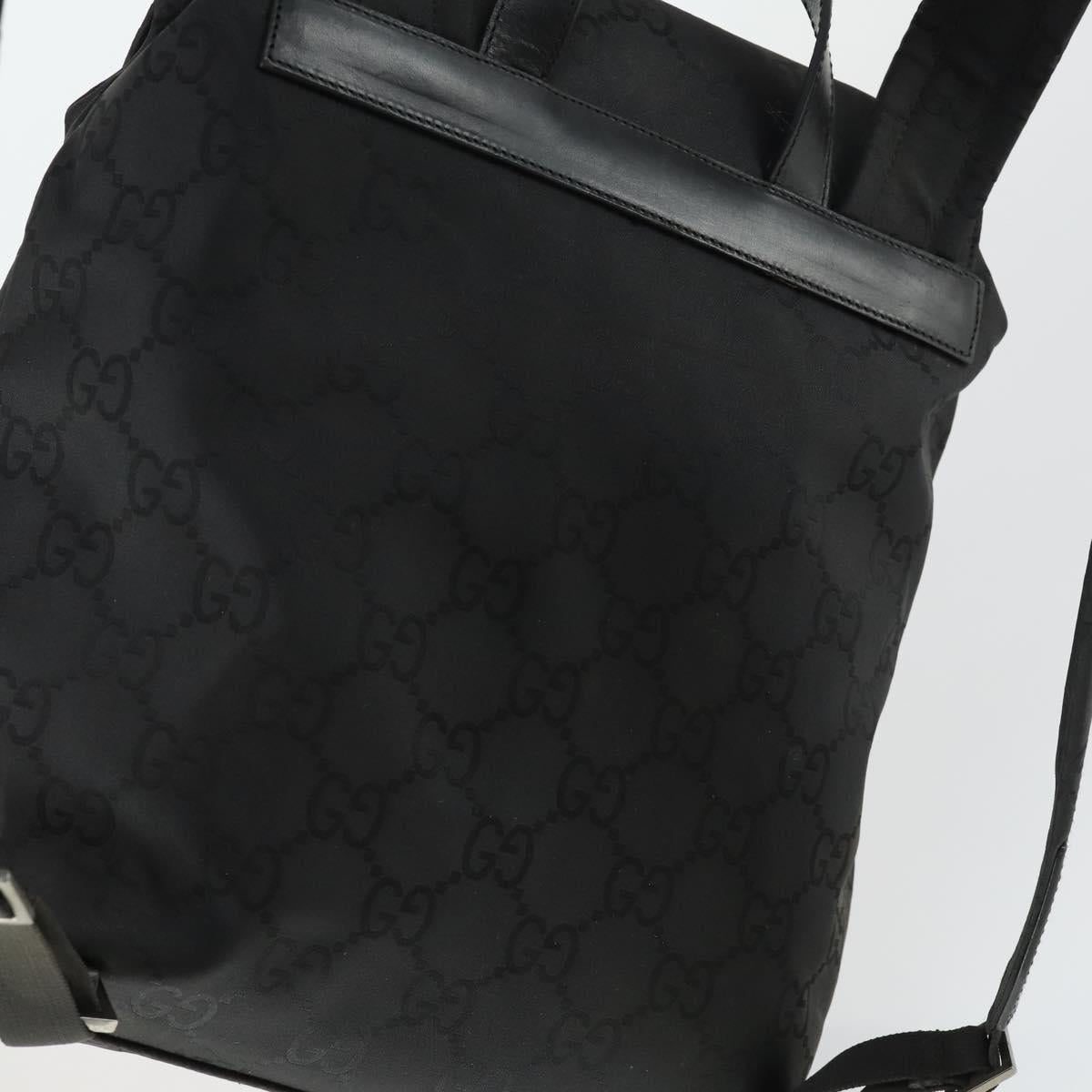 GUCCI GG Canvas Backpack Nylon Black Silver 003 0238 3754 Auth ep12735
