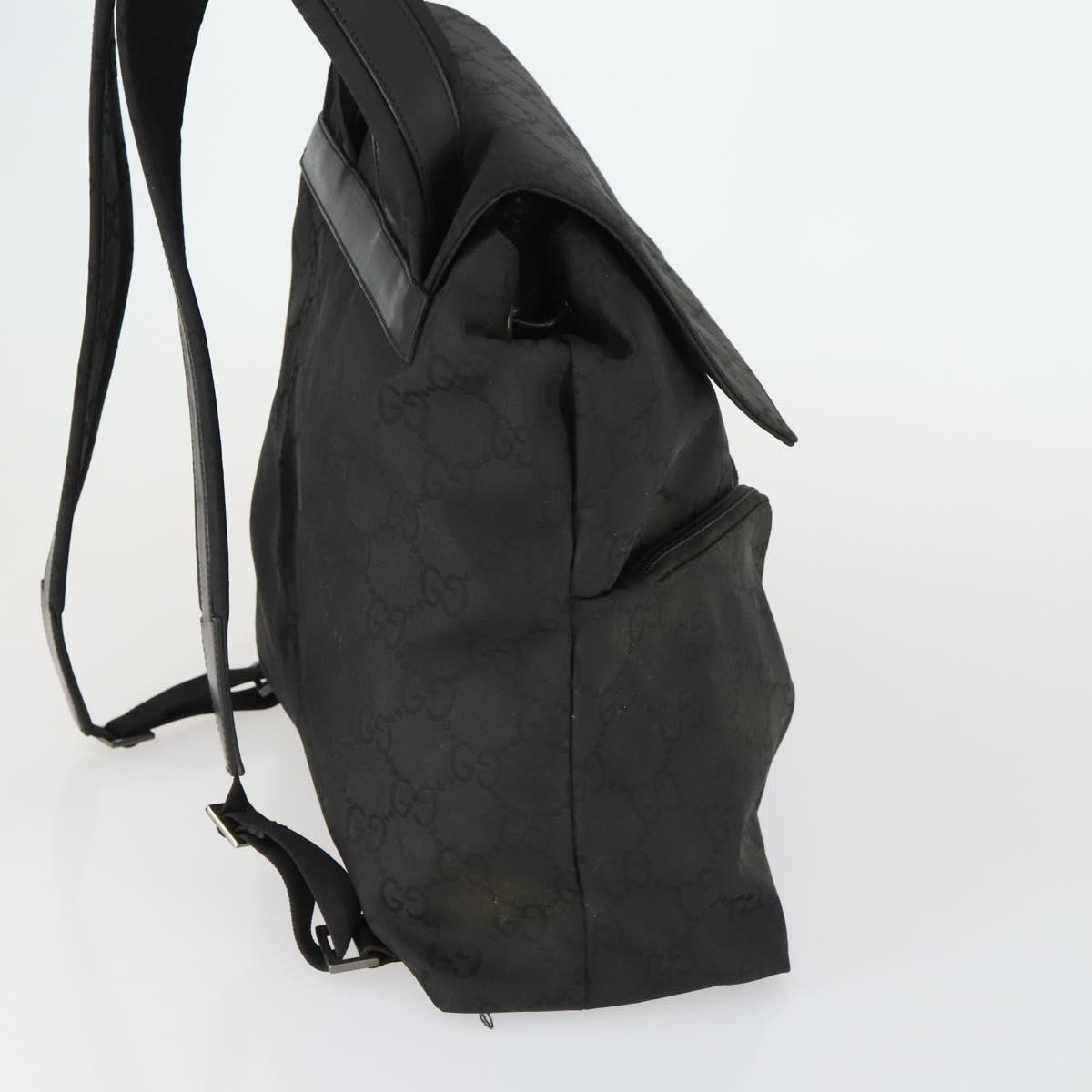 GUCCI GG Canvas Backpack Nylon Black Silver 003 0238 3754 Auth ep12735