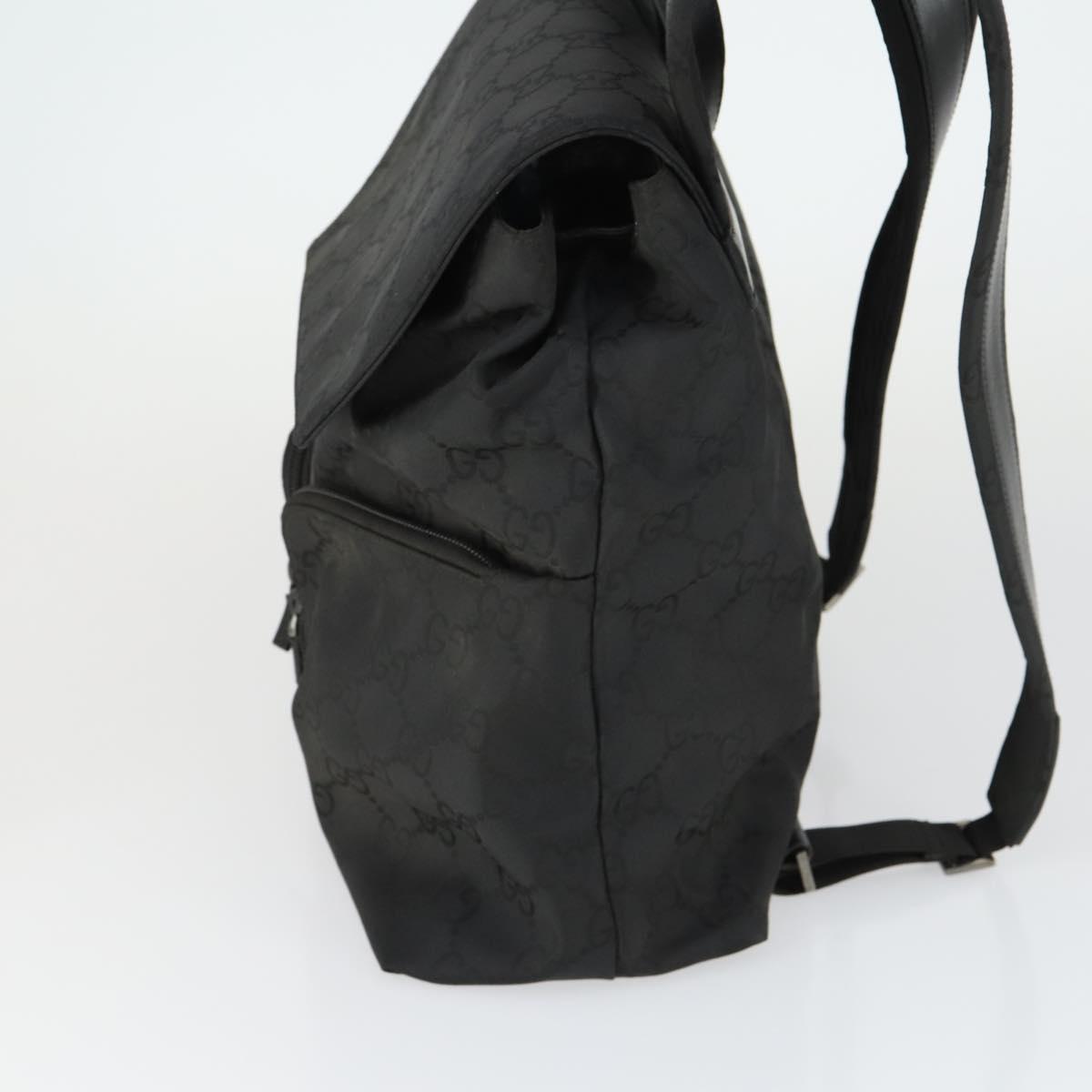 GUCCI GG Canvas Backpack Nylon Black Silver 003 0238 3754 Auth ep12735