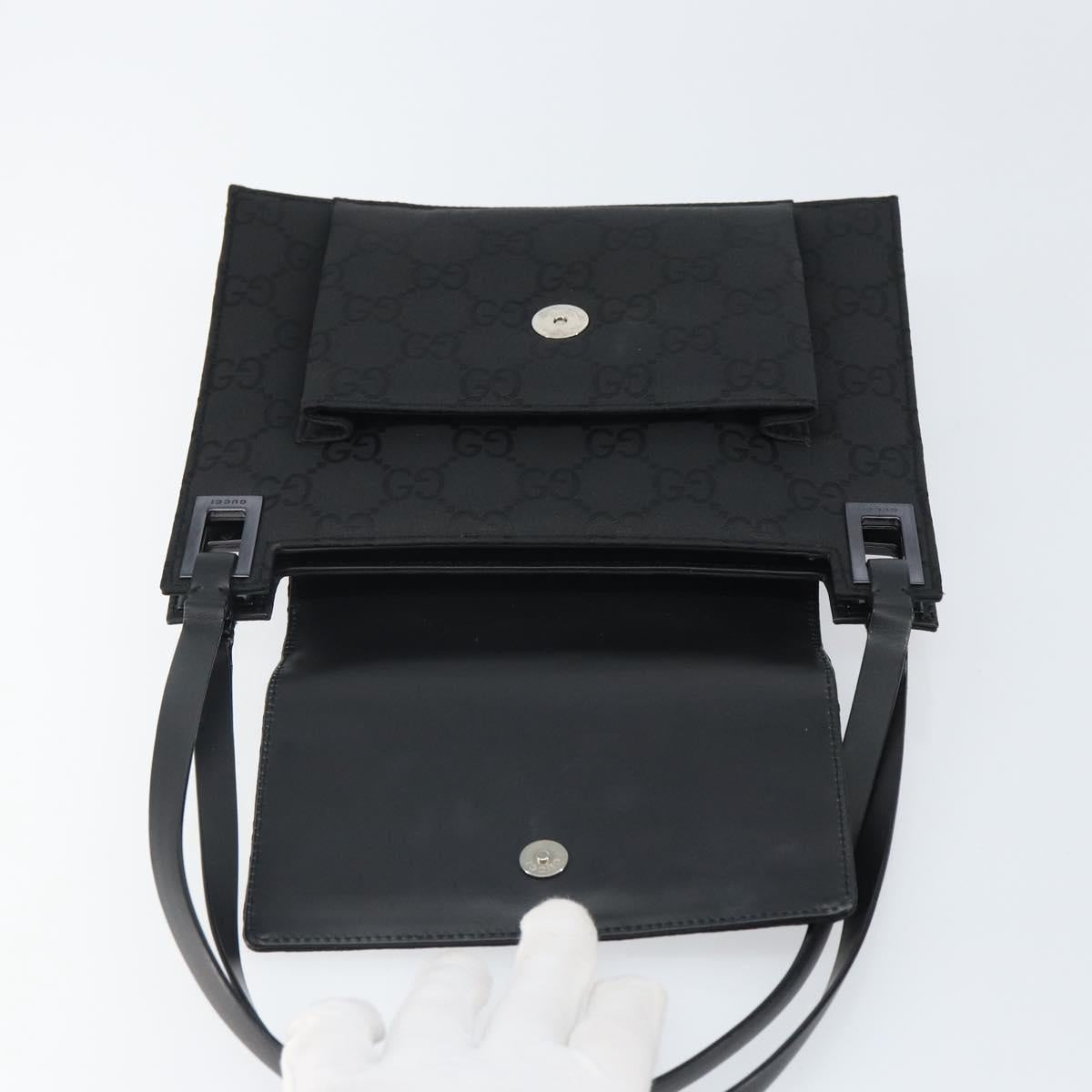 GUCCI GG Canvas Shoulder Bag Nylon Black Silver 001 3068 Auth ep12737