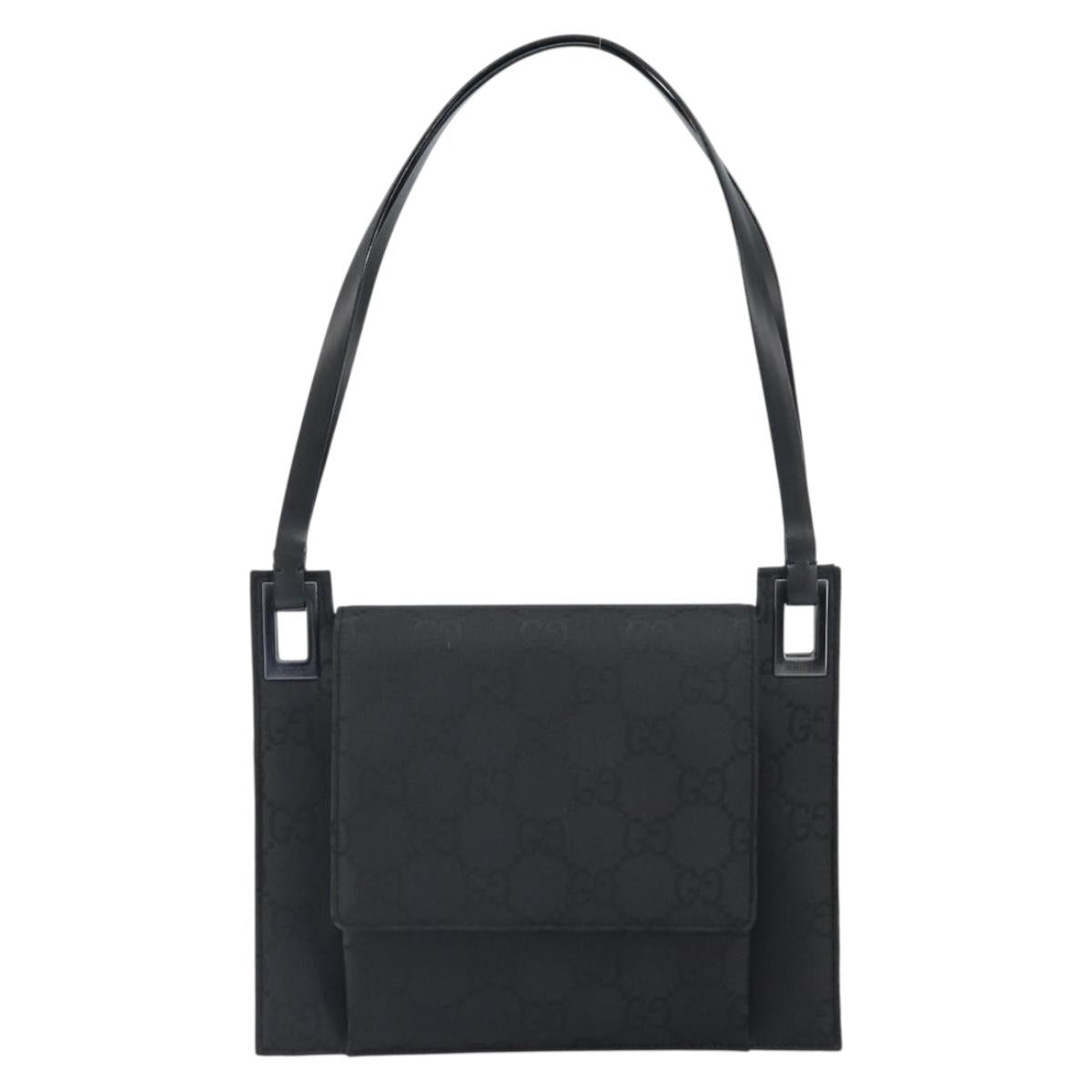 GUCCI GG Canvas Shoulder Bag Nylon Black Silver 001 3068 Auth ep12737