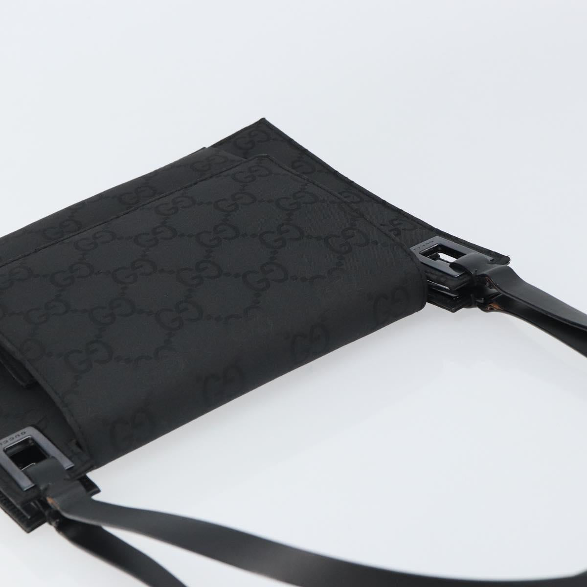 GUCCI GG Canvas Shoulder Bag Nylon Black Silver 001 3068 Auth ep12737