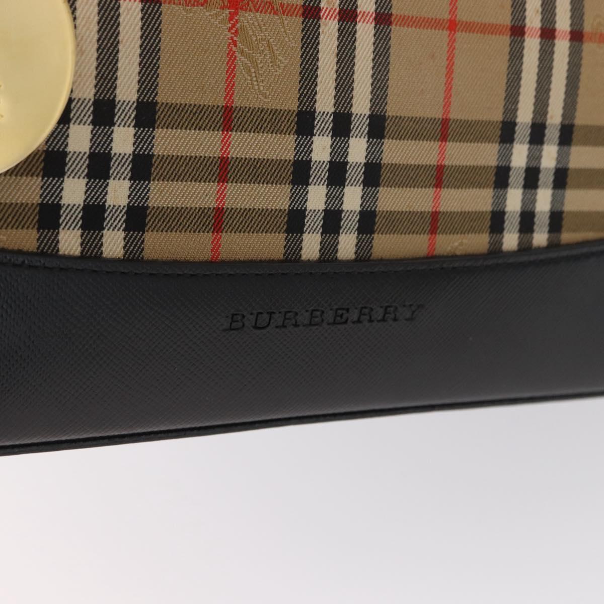 BURBERRY Nova Check Hand Bag Canvas Beige Gold Auth ep12744